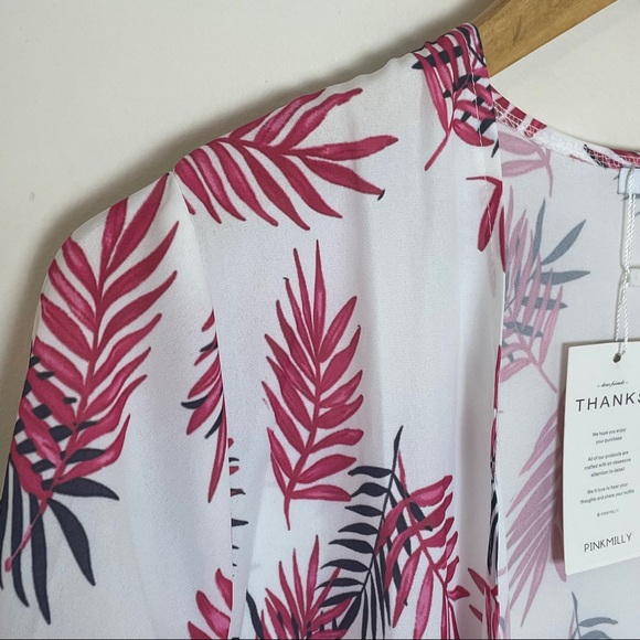 NWT Pink Milly pink palm kimono size large - Picture 4 of 6